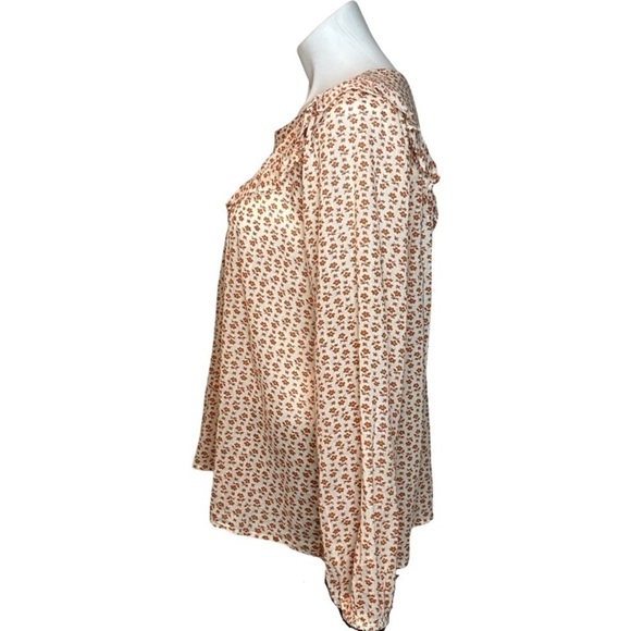 Madewell Ruffle Yoke Prairie Top in Cutout Blooms Long Sleeve Blouse, size L - Picture 7 of 13